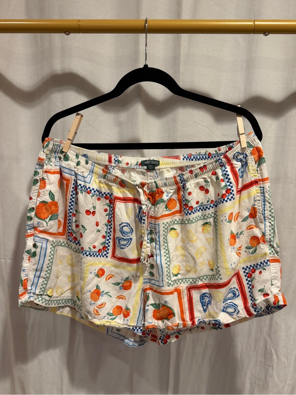 wild fable White Multi Fruit Patchwork Drawstring Athletic Shorts